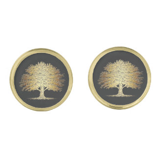 Golden Tree of Life (Oak Tree) Cufflinks