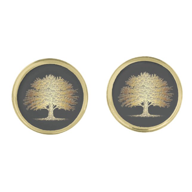 Golden Tree of Life (Oak Tree) Cufflinks (Front)