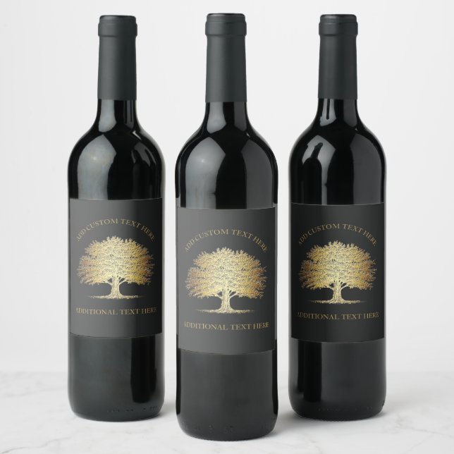 Golden Tree of Life (Oak Tree) Wine Label (Bottles)