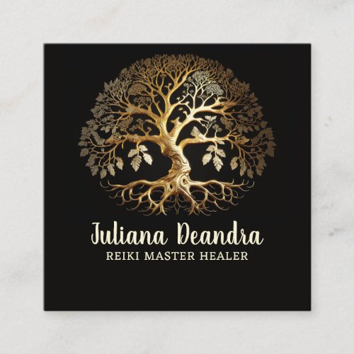 Golden Tree of Life  Square Business Card