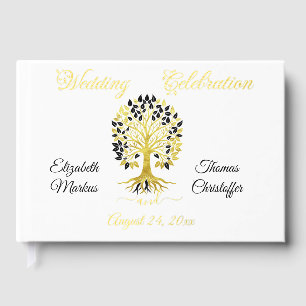 Golden Tree of Life Timeless Sophisticated Wedding Foil Guest Book