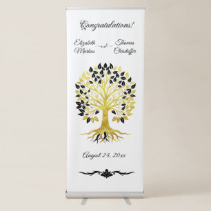 Golden Tree of Life Timeless Sophisticated Wedding Retractable Banner