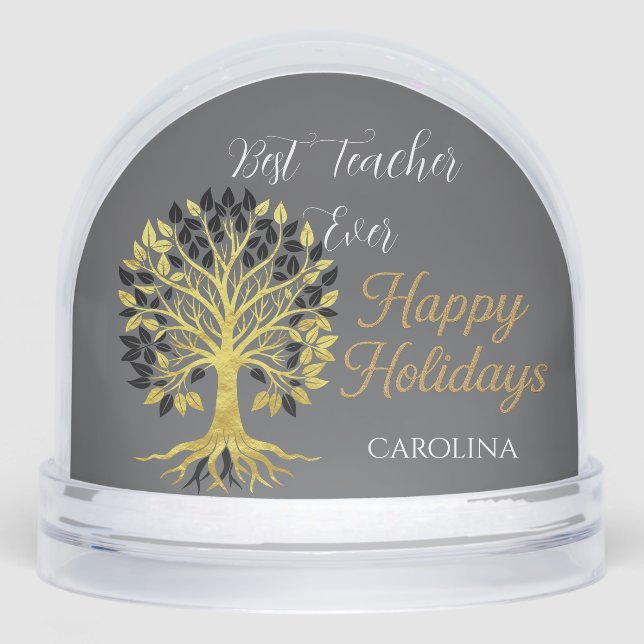 Golden Tree of Life Timeless Sophisticated Wedding Snow Globe (Front)