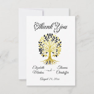 Golden Tree of Life Timeless Sophisticated Wedding Thank You Card