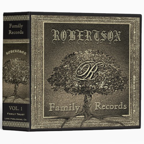 Golden Tree of Life Vintage Look Family Records 3 Ring Binder