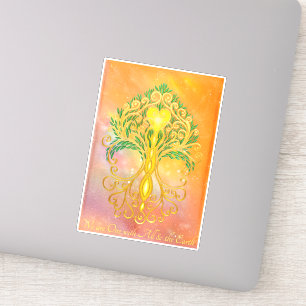 Golden Tree of Life We are One Orange Yellow Sticker