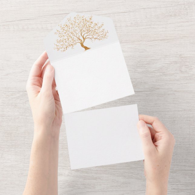 Golden Tree of Life Wedding Invitation (Tearaway)