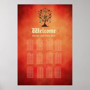 Golden Tree of Life with Red Gemstones Poster