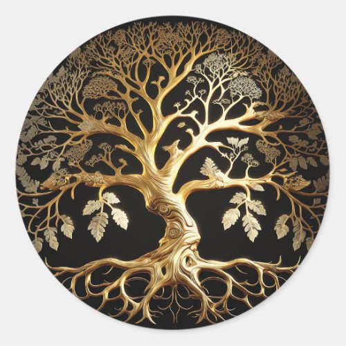 Golden Tree of Life Yggdrasil  Classic Round Sticker