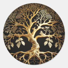 Golden Tree of Life Yggdrasil Classic Round Sticker
