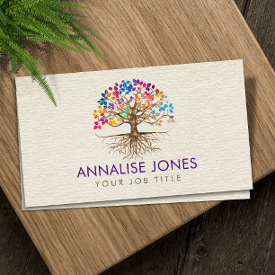 Golden Tree of life - Yggdrasil - Colorful Leaves Business Card