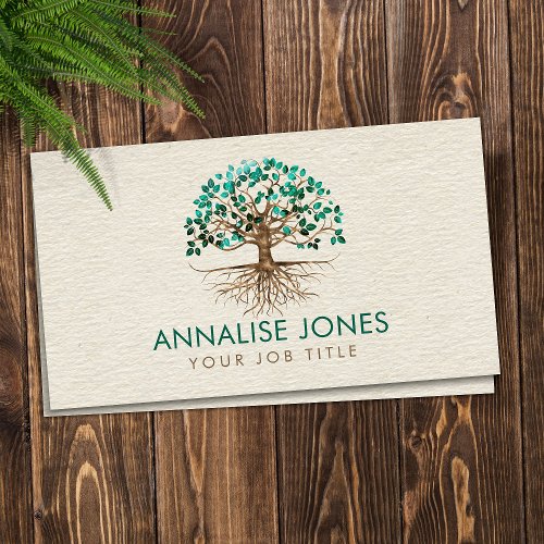 Golden Tree of life _ Yggdrasil _ Malachite Leaves Business Card