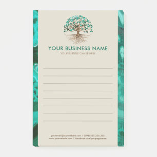 Golden Tree of life - Yggdrasil - Malachite Leaves Post-it Notes