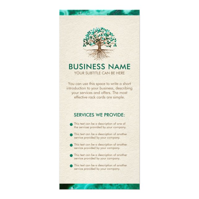 Golden Tree of life - Yggdrasil - Malachite Leaves Rack Card (Front)