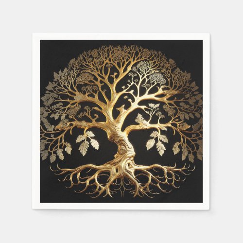 Golden Tree of Life Yggdrasil Napkins