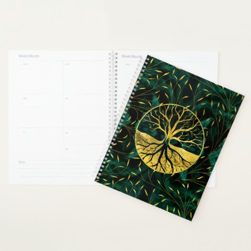 Golden Tree of Life Yggdrasil on Malachite Planner