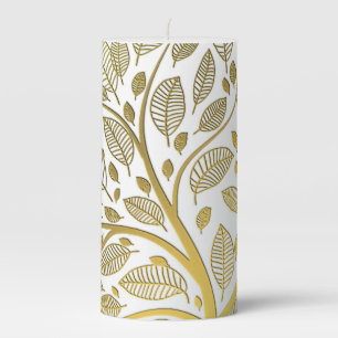 Golden tree pillar candle