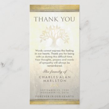 Golden Tree Sympathy Thank You Card by juliea2010 at Zazzle