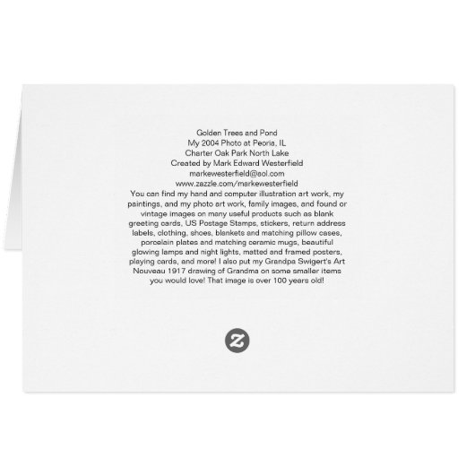 Golden Trees and Pond. (Back Horizontal)