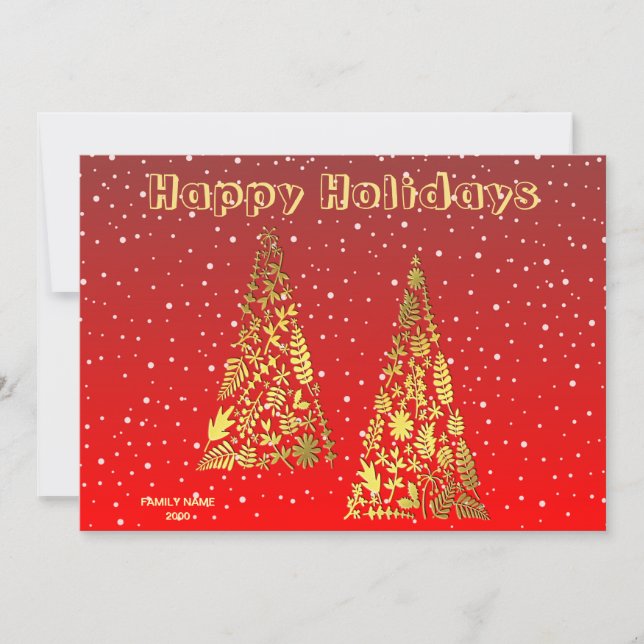 Golden Trees Holiday Christmas Card (Front)