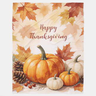Golden Trendy Autumn Thanksgiving Collection Fleece Blanket