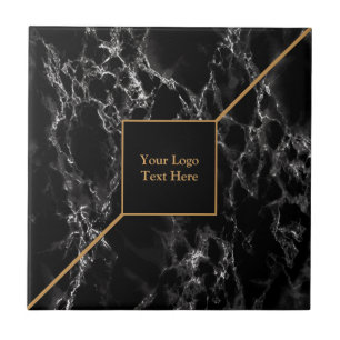Golden Trendy Black Marble Stone - Customizable - Ceramic Tile