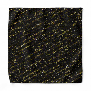 Golden Triangle Dots Black Background Shiny Luxury Bandana