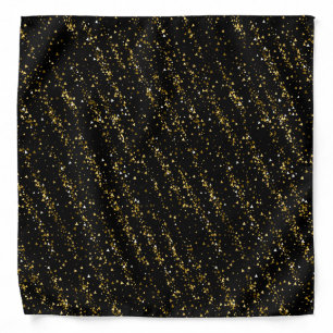 Golden Triangle Dots On Black Background Shiny Lux Bandana