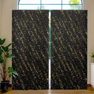 Golden Triangle Dots On Black Background Shiny Lux Blackout Curtains