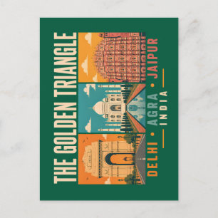 Golden Triangle India Illustration Vintage Postcard
