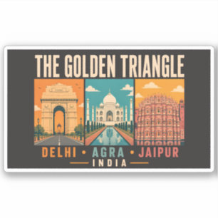 Golden Triangle India Illustration Vintage Sticker