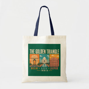Golden Triangle India Illustration Vintage Tote Bag