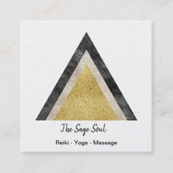 Golden Triangles Simulated Foil And Glitter Square Business Card by businesscardsforyou at Zazzle