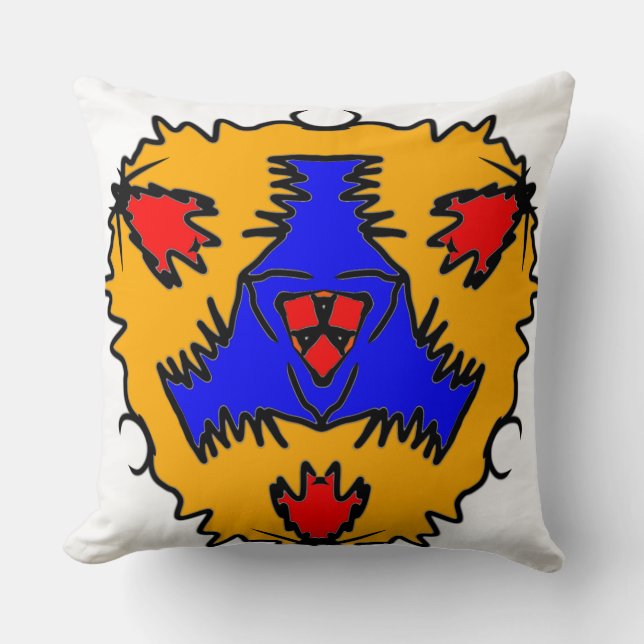 Golden Tribal Mandala Throw Pillow (Front)