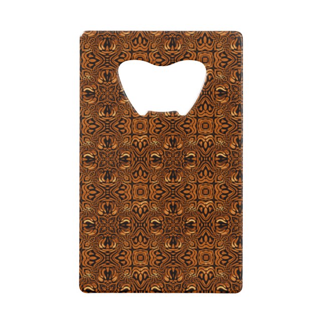 Golden Tribal Pattern Credit Card Bottle Opener (Front)