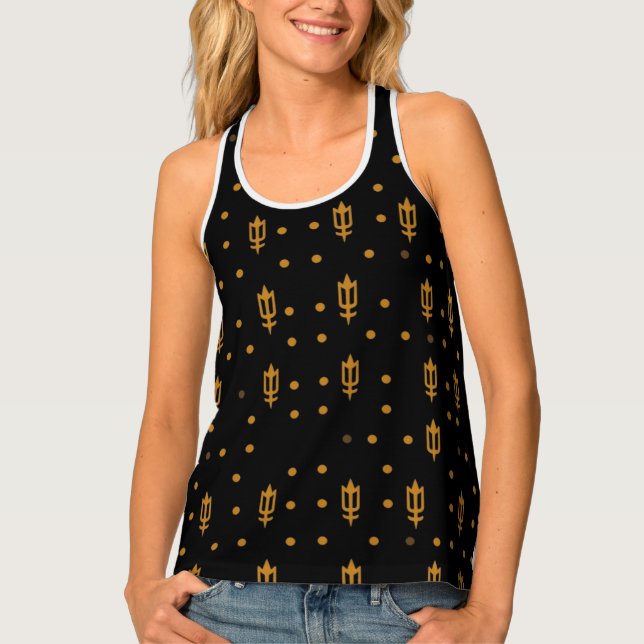 Golden Tribal Symbol Pattern Tank Top (Front)