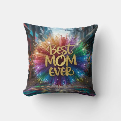 Golden Tribute Best Mom Ever Throw Pillow