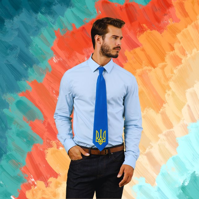Golden Trident of Ukraine Blue Neck Tie (Creator Uploaded)