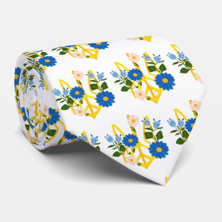 Golden Trident of Ukraine White Neck Tie