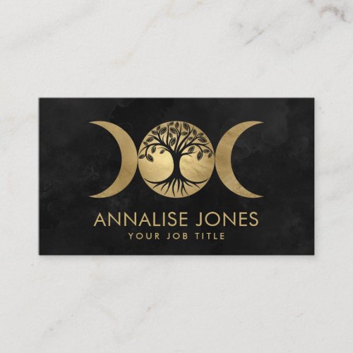 Golden Triple moon _ Tree of life Business Card