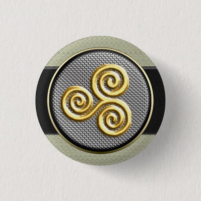 Golden Triskele Pinback Button (Front)