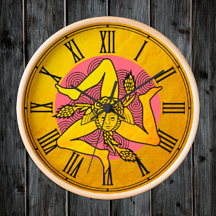 Golden Triskelion & triple spiral wave /design Round Clock