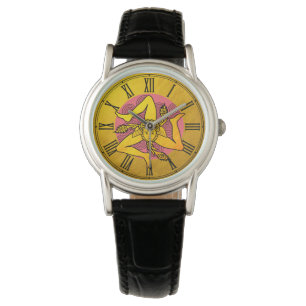 Golden Triskelion & triple spiral wave /fashion Watch