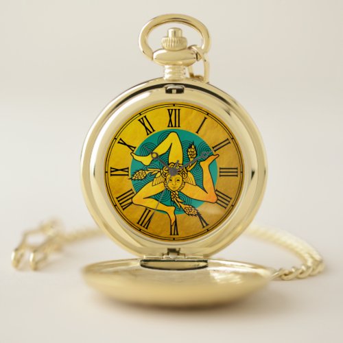 Golden Triskelion  triple spiral wave  vintage  Pocket Watch