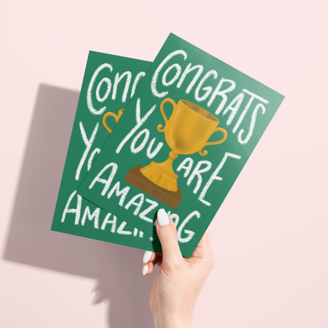 Golden Trophy Congratulations Greeting Card (Creator Uploaded)