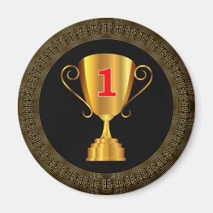 Golden trophy cup magnet
