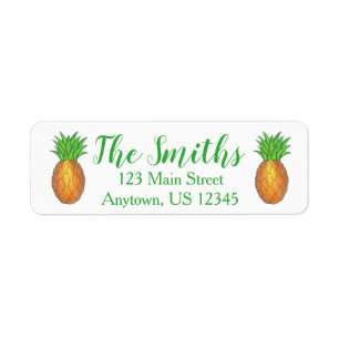 Golden Tropical Hawaiian Island Pineapple Fruit Label