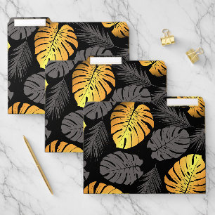 Golden Tropical Leaves File Folder