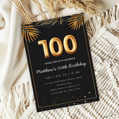 Golden Tropical Palm Leaves 100th Birthday 