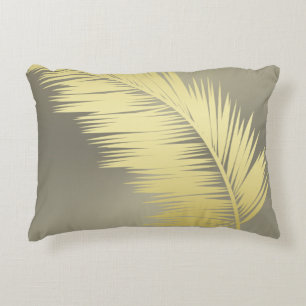 Golden Tropical Palm leaves Accent Pillow
